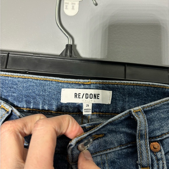 Re/Done 70s Stovepipe High Rise Crop Frayed Hem Jeans Size 29 - Picture 4 of 5